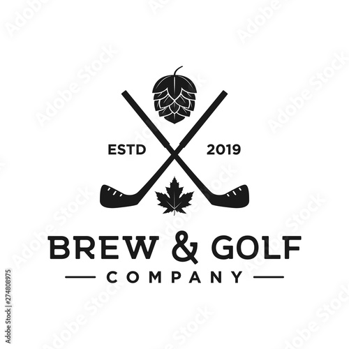 Brew and golf company, golf club logo