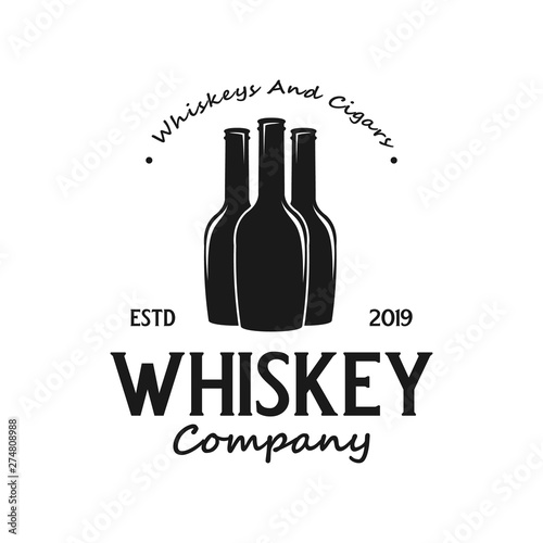 Whiskey, bourbon vintage logo design