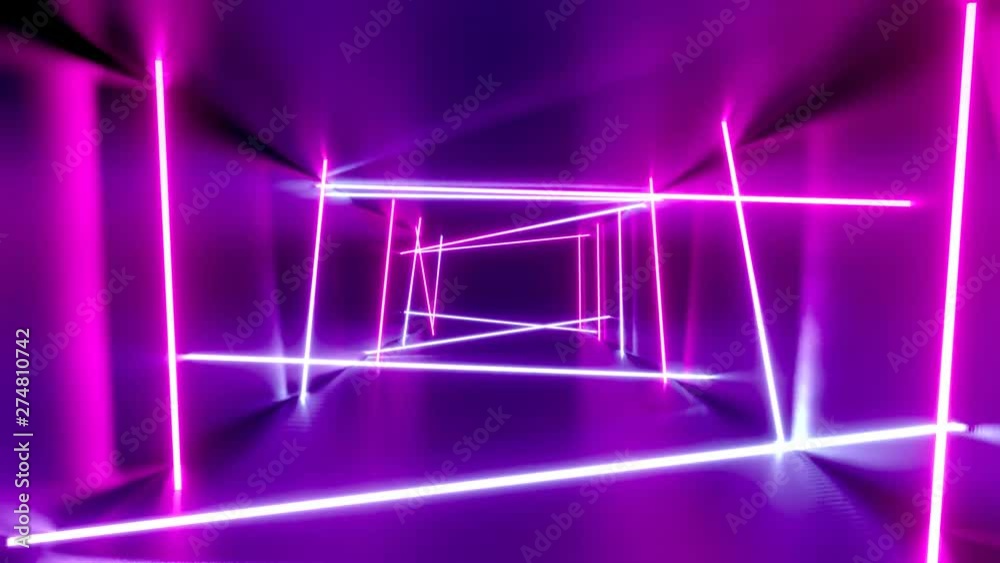 3D 4k abstract tunnel/ neon lights animation