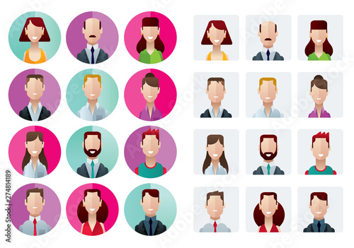 icon set business faces profiles