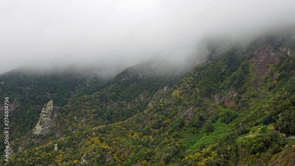 cloudy and foggy landscape in anaga mountains
