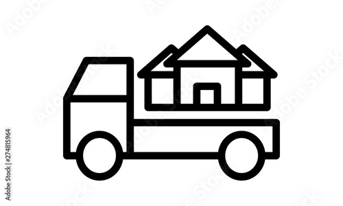 Moving truck concept linear icon isolated on vector image 