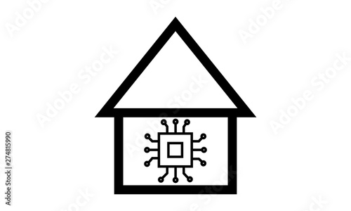 Smart home processor icon for home automation and technology