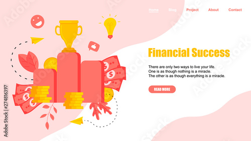 Webpage Template. Financial success illustration. Business success flat design concept	
