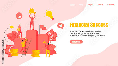 Webpage Template. Financial success illustration. Business success flat design concept	