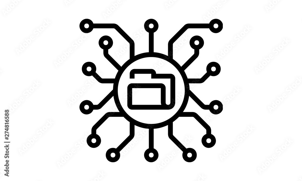 Folder connected circuit icon for data organization and management Folder connected circuit icon for data organization and management
