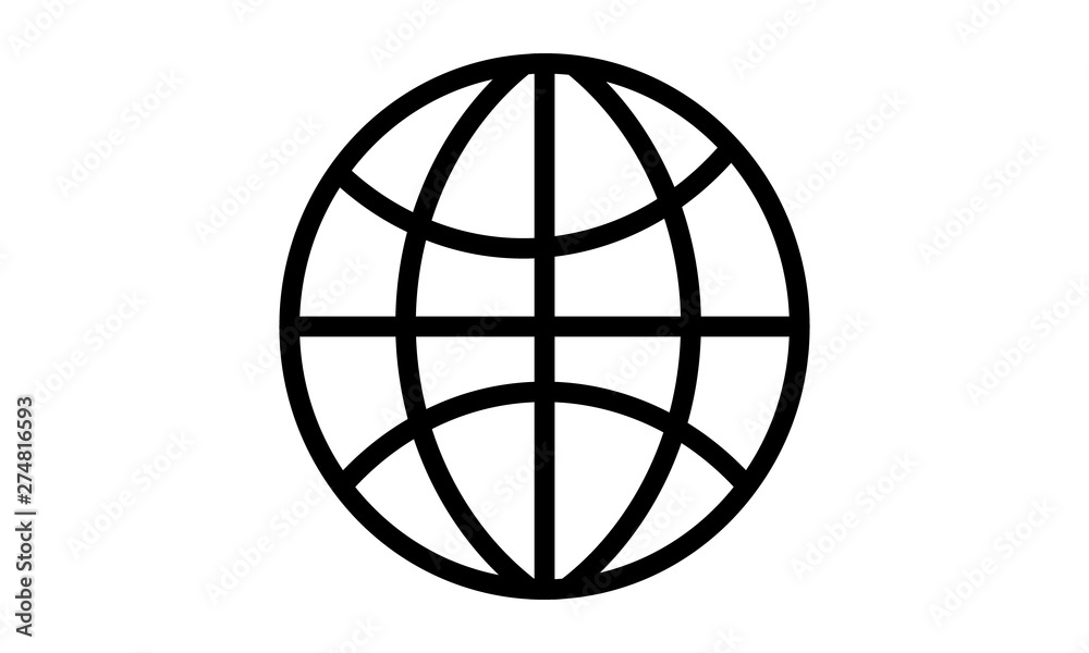 Earth globe icon for global communication and international representation Earth globe icon for global communication and international representation