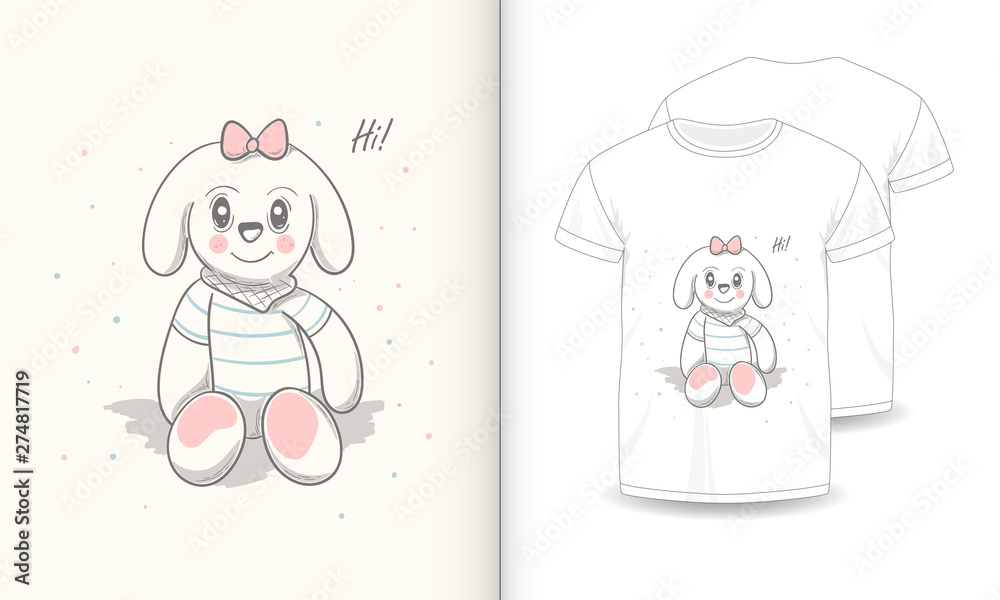 stock vector cute bear cartoon hand drawn vector illustration and mockup t shirt print kids wear fashion-1