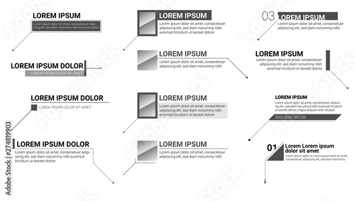 Digital callouts titles. Set of information labels. Modern banners of lower third for presentation isolated on white. Vector titles bar. Design for video infographics, advertising, movies.