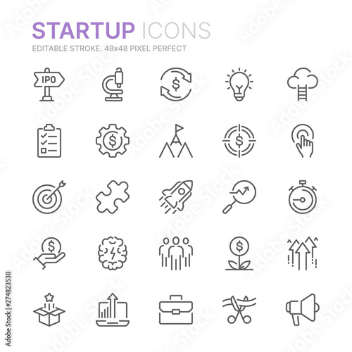 Collection of startup related line icons. 48x48 Pixel Perfect. Editable stroke