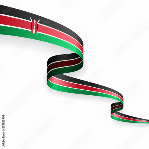 Kenyan flag wavy abstract background. Vector illustration.