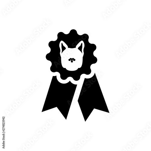 Black Dog award symbol icon isolated. Medal with dog footprint as pets exhibition winner concept. Vector Illustration
