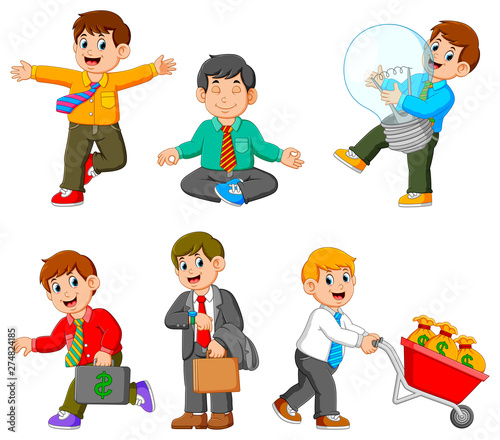 the collection of businessman doing with their job