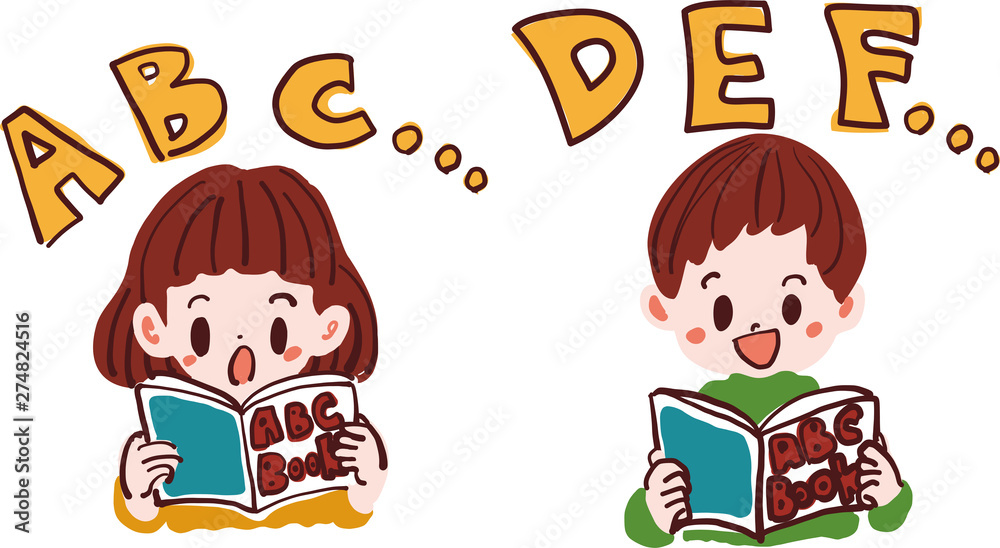 英語を勉強する子供たち イラスト Stock Illustration Adobe Stock
