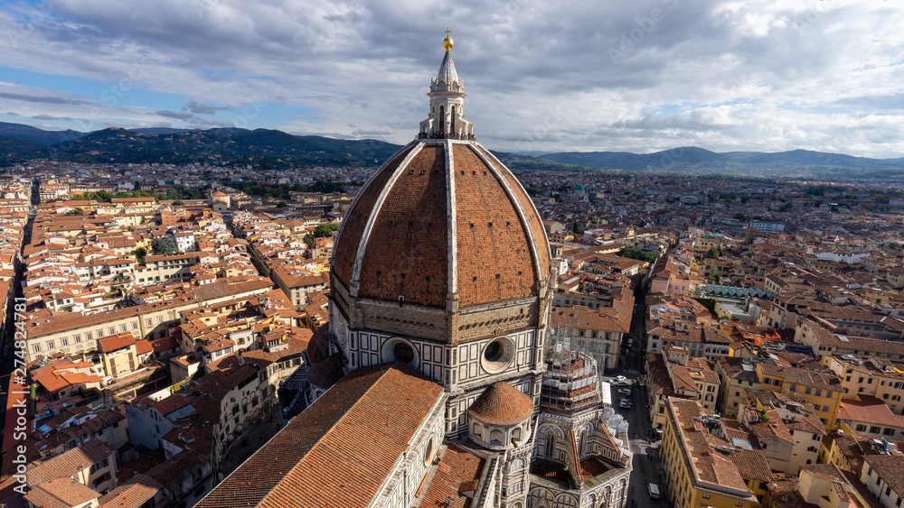 Beautiful view of the Duomo Cathedral Santa Maria Del Fiore and cityscape of Florence, Italy