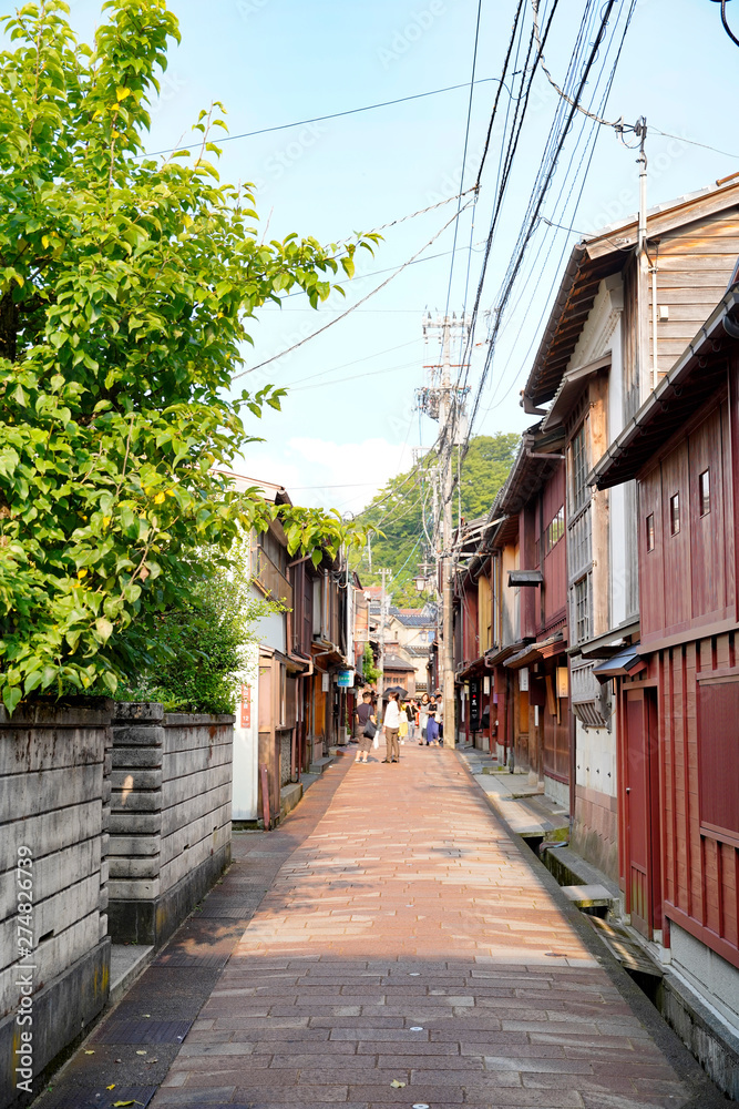 日本・金沢・ひがし茶屋街・古い町並み