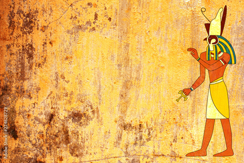 Canvastavla Grunge background with Egyptian god Horus image
