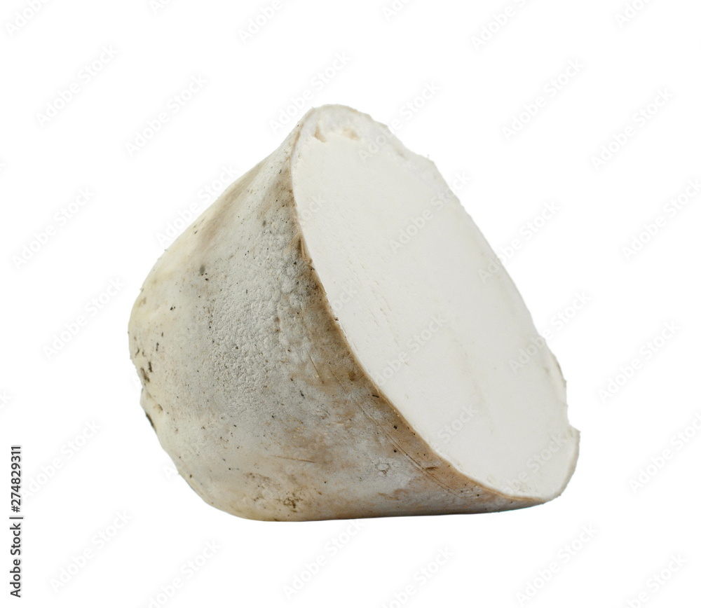 Obraz premium Sliced Mushrooms common puffball (Lycoperdon perlatum) isolated on white background. 