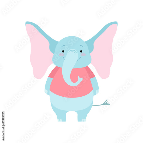 Cute Funny Elephant Animal Cartoon Character Vector Illustration