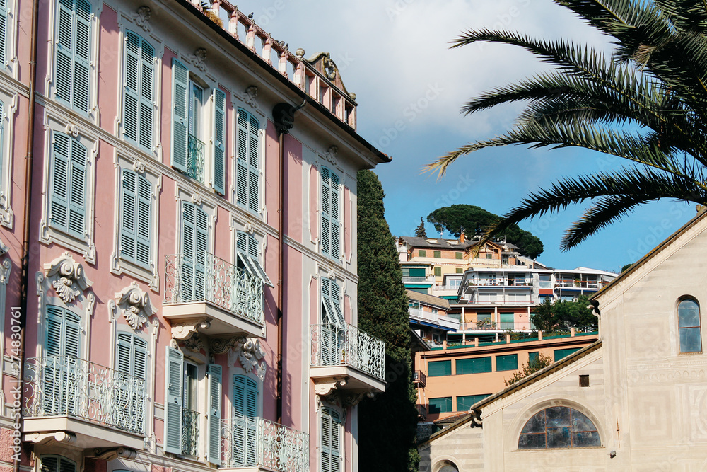 Rapallo, Italy - 03 27 2013: View of the streets of a resort town Rapallo.