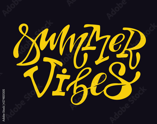Summer viber - hand drawn doodle lettering poster banner art