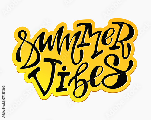 Summer viber - hand drawn doodle lettering poster banner art