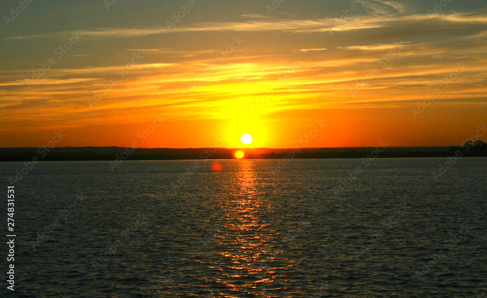 Sunset at river Tinto Huelva Spain