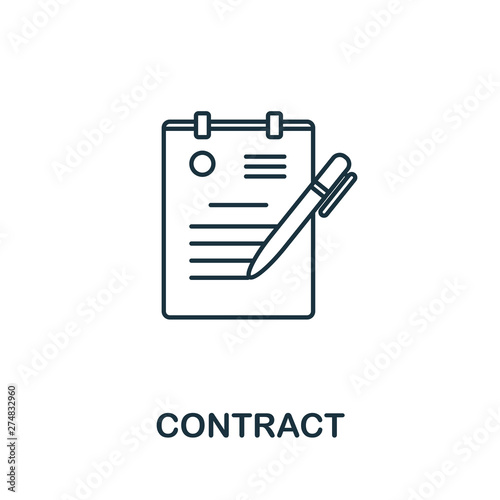Contract vector icon symbol in outline style. Creative sign from human resources icons collection. Thin line Contract icon for computer and mobile