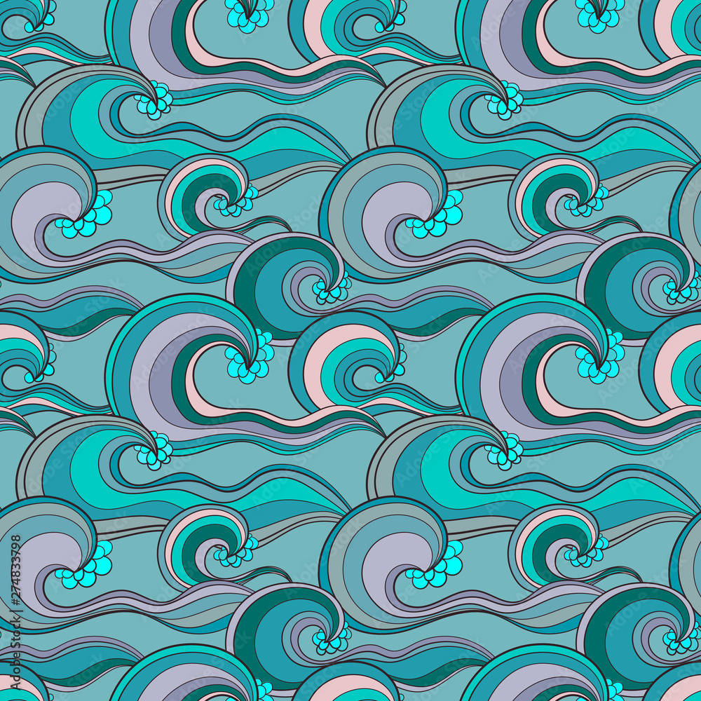 Blue-lilac oceanic waves