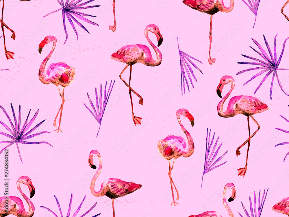 Large flamingo red hawaiian seamless pattern. Large flamingo red hawaiian seamless pattern.