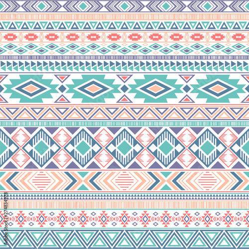 Mexican american indian pattern tribal ethnic motifs geometric seamless background. Vintage native american tribal motifs textile print ethnic traditional design. Aztec symbol fabric print.
