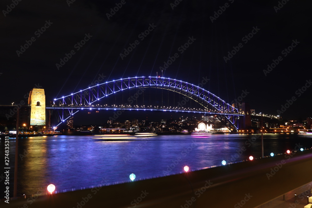 Fototapeta premium Harbor bridge by night. VIVID