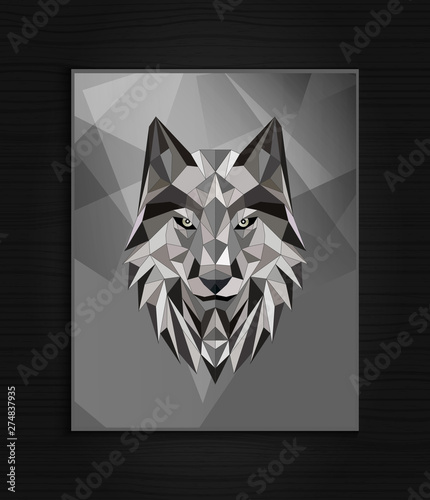 Abstract polygonal wolf head design
