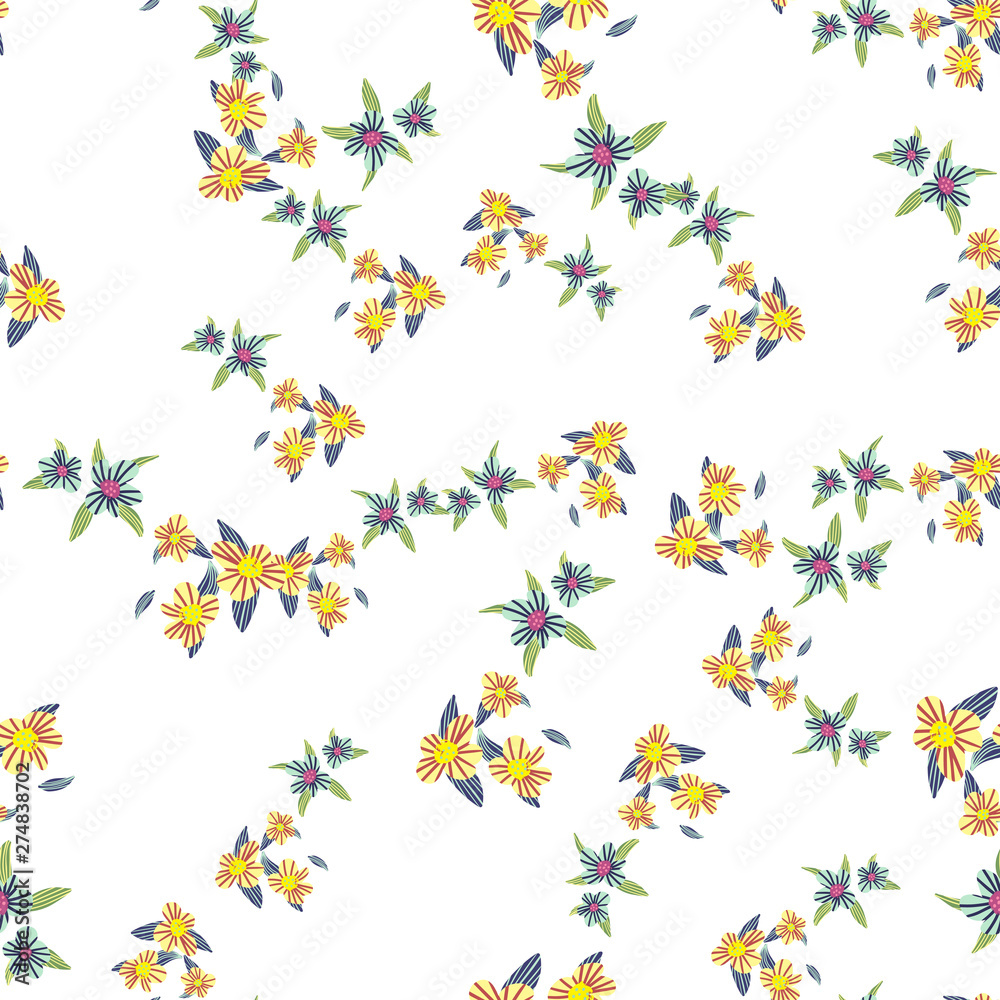 Different fantasy flowers are the seamless pattern in abstract style on a colorful background. Vector floral background. Summer background. Design illustration vector. Vector spring template. Different fantasy flowers are the seamless pattern in abstract style on a colorful background. Vector floral background. Summer background. Design illustration vector. Vector spring template.