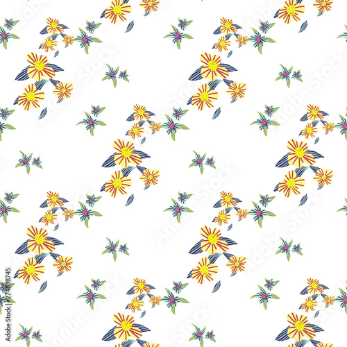 Wallpaper Mural Different fantasy flowers are the seamless pattern in abstract style on a colorful background. Vector floral background. Summer background. Design illustration vector. Vector spring template. Torontodigital.ca
