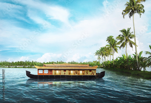 Houseboat on Kerala backwaters,Kerala,India photo