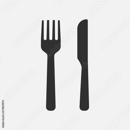 Knife and fork icon vector isolated on white background. Vector illustration.
