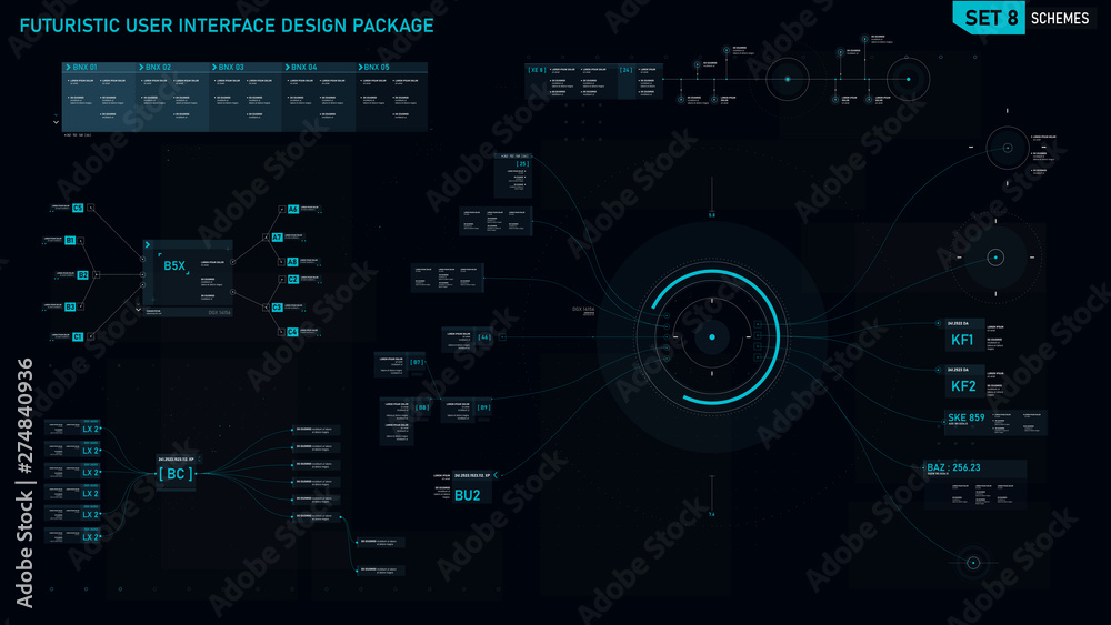 Futuristic user interface design element set 08