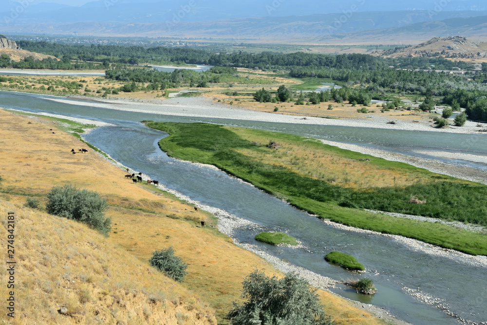 Beautiful landscape with mountains and river, Georgia