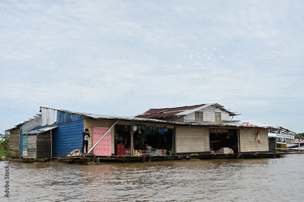 Floating store on Amazon river near Colombian / Peruvian border Floating store on Amazon river near Colombian / Peruvian border