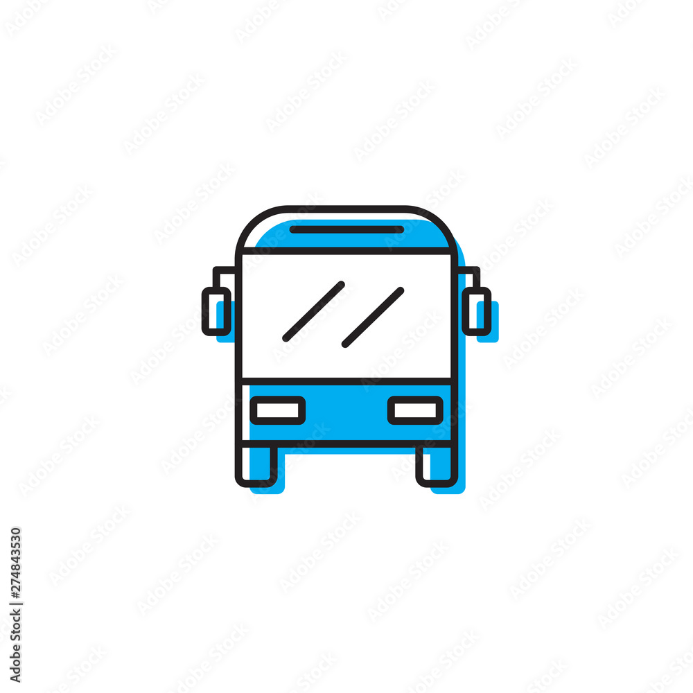 Bus front view icon, isolated on white background Bus front view icon, isolated on white background
