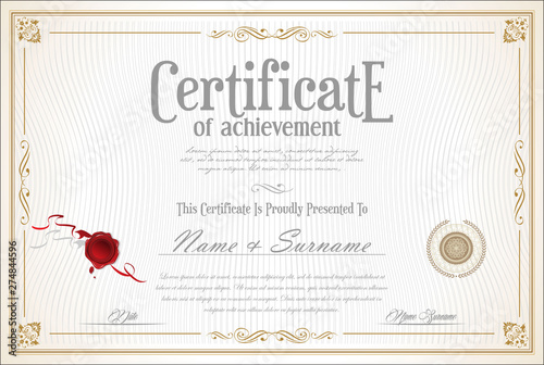 Certificate or diploma retro template background