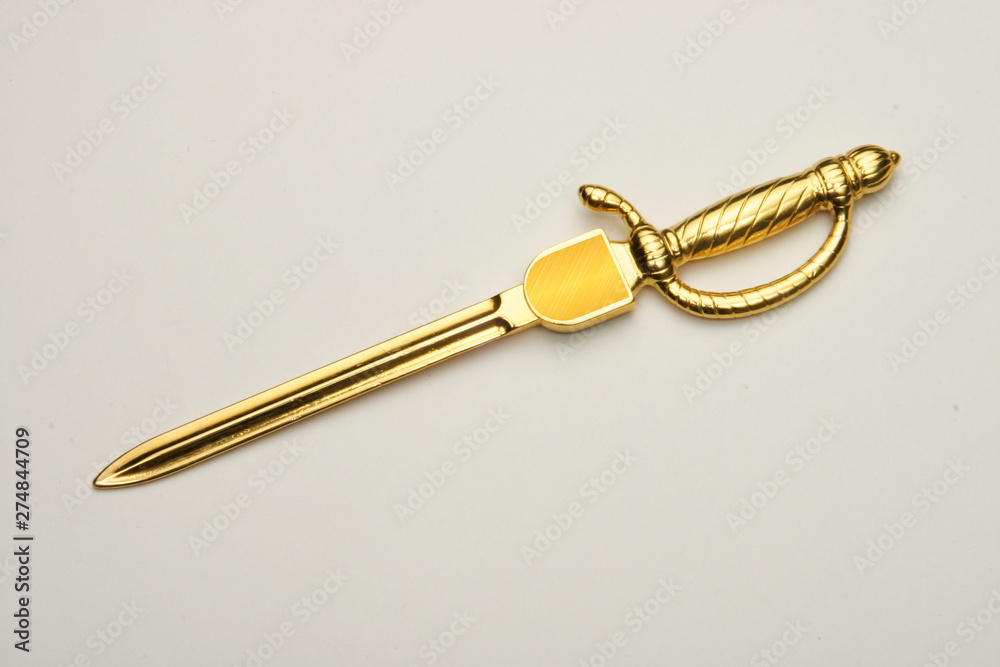 Envelope opener made of silver or brass with gold plating. Envelope opener made of silver or brass with gold plating.