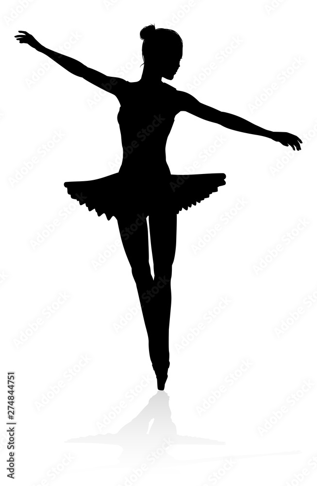 A high quality detailed silhouette of a ballet dancer dancing A high quality detailed silhouette of a ballet dancer dancing