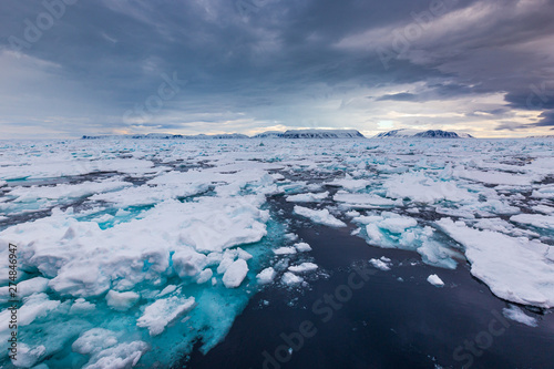 norway landscape ice nature of the glacier mountains of Spitsbergen Longyearbyen Svalbard arctic ocean winter polar day sunset sky