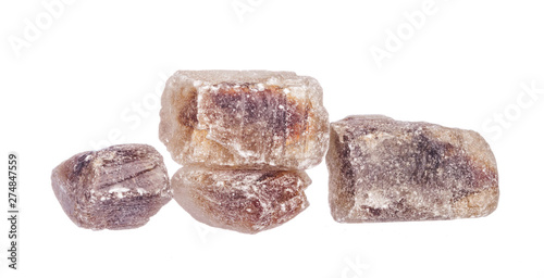 Pile of brown granulated sugar isolated on white background
