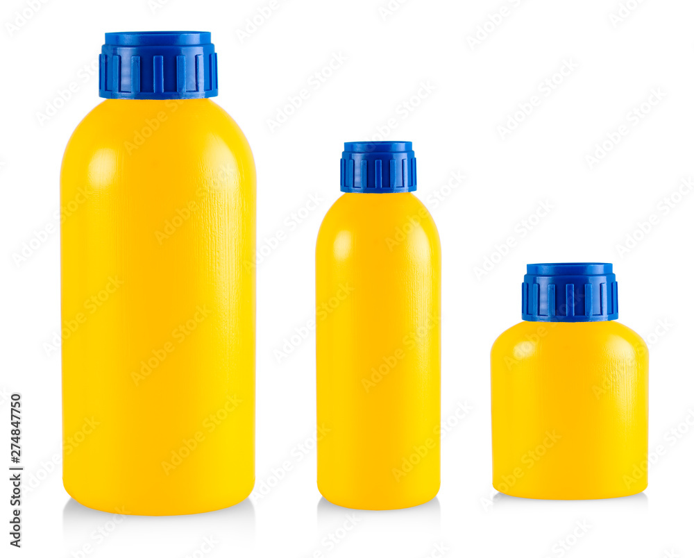 The Yellow plastic bottle isolated on white background The Yellow plastic bottle isolated on white background