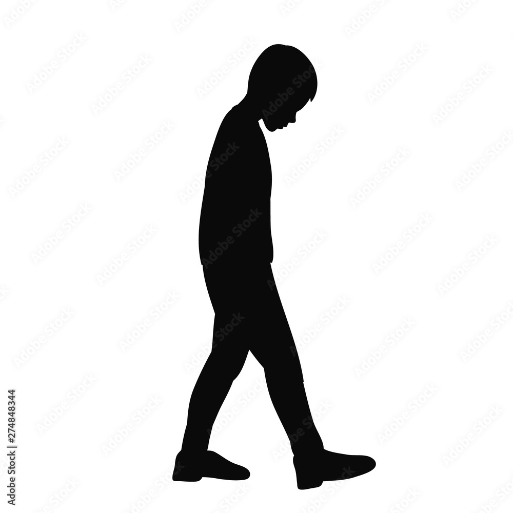Fototapeta premium vector, isolated, black silhouette boy