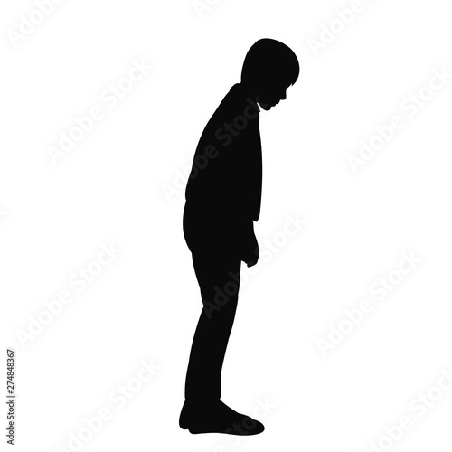 vector, isolated, black silhouette boy