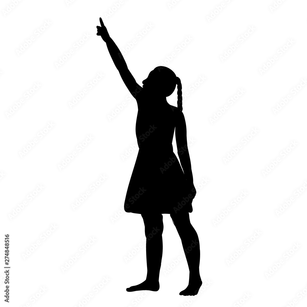 vector, isolated, black silhouette girl vector, isolated, black silhouette girl